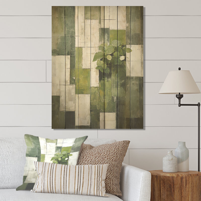 Symphonie verte sur les plantes vertes - impression botanique sur bois, H 20 po x l 10 po