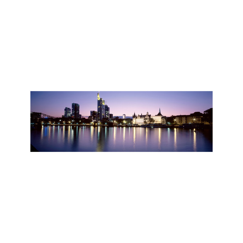 An Evening's Sparkle, Frankfurt, Germany 1 Piece Panoramic Wall Art on Canvas, 30.48 cm H x 91.44 cm W x 3.175 cm D