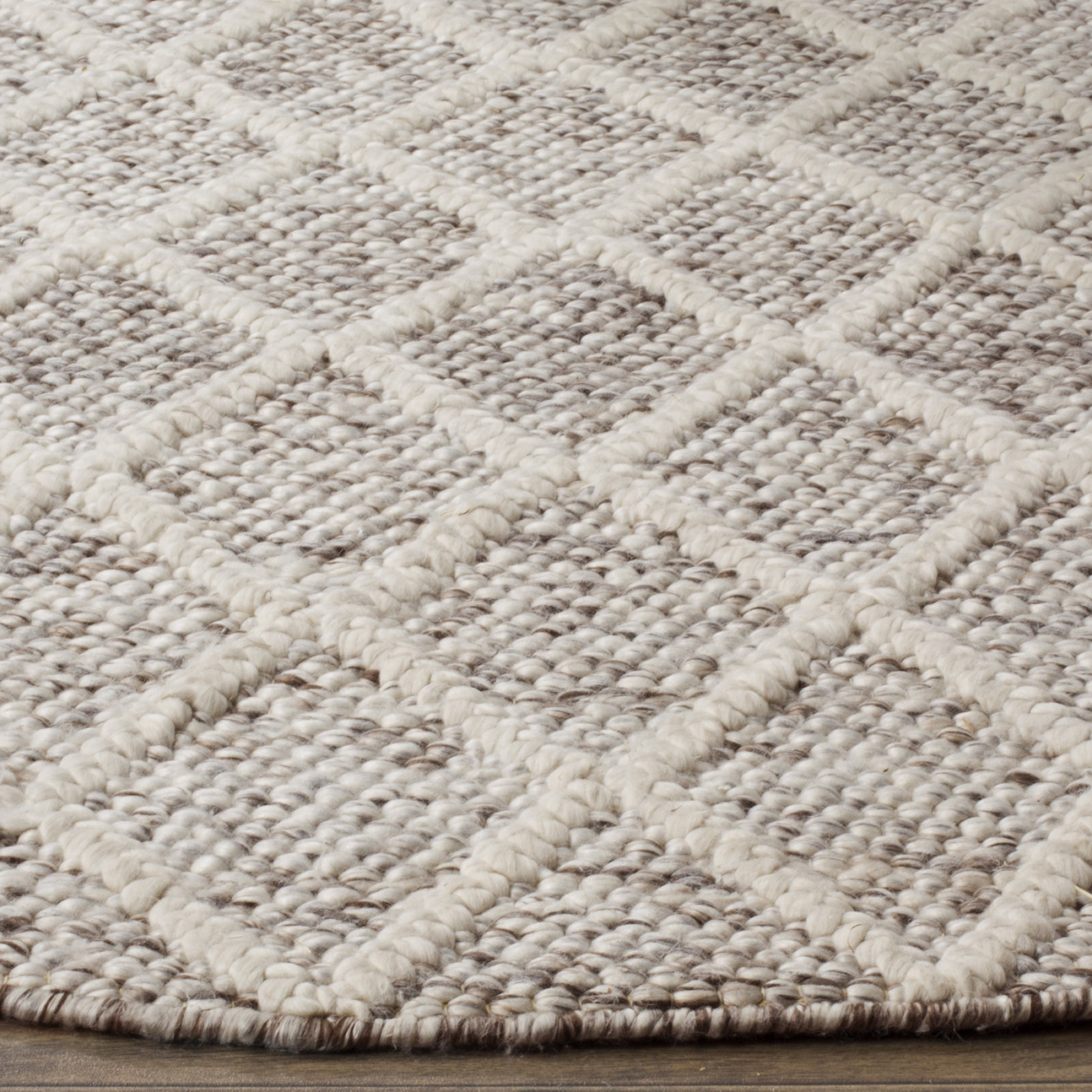Russo Ivory Stone Hand-Woven Geometric Rug, Rectangle 8' x 10'
