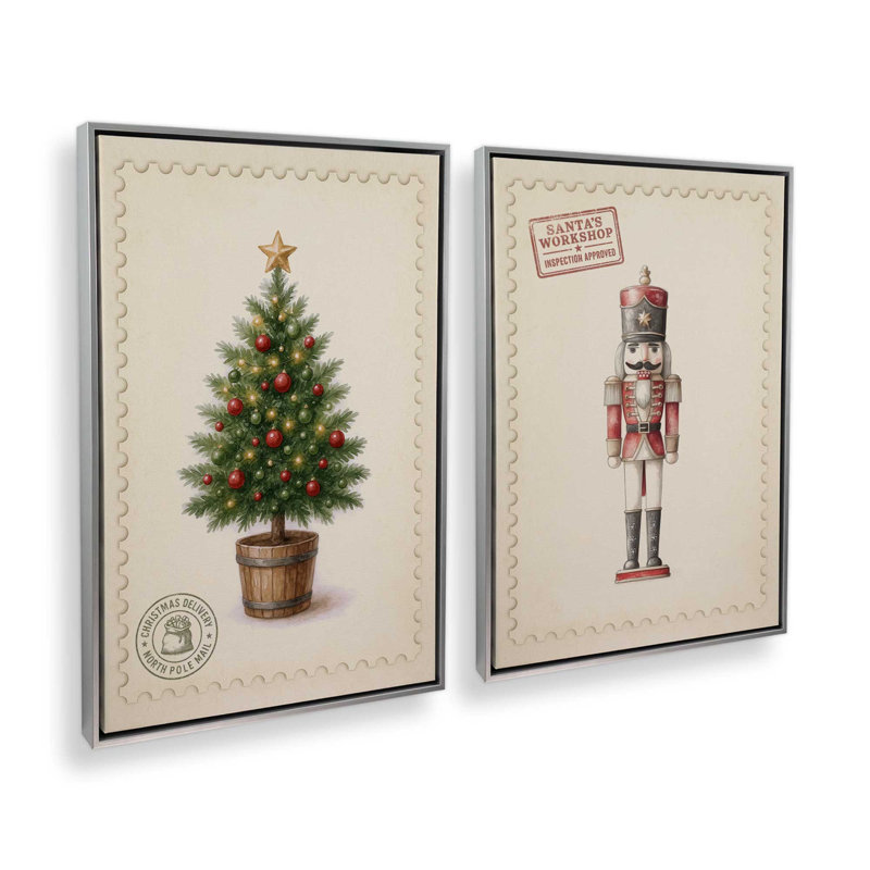 Ensemble de 2 toiles de Noël, Impression encadrée sans passe-partout, Chrome poli, H 19 po x l 26 po