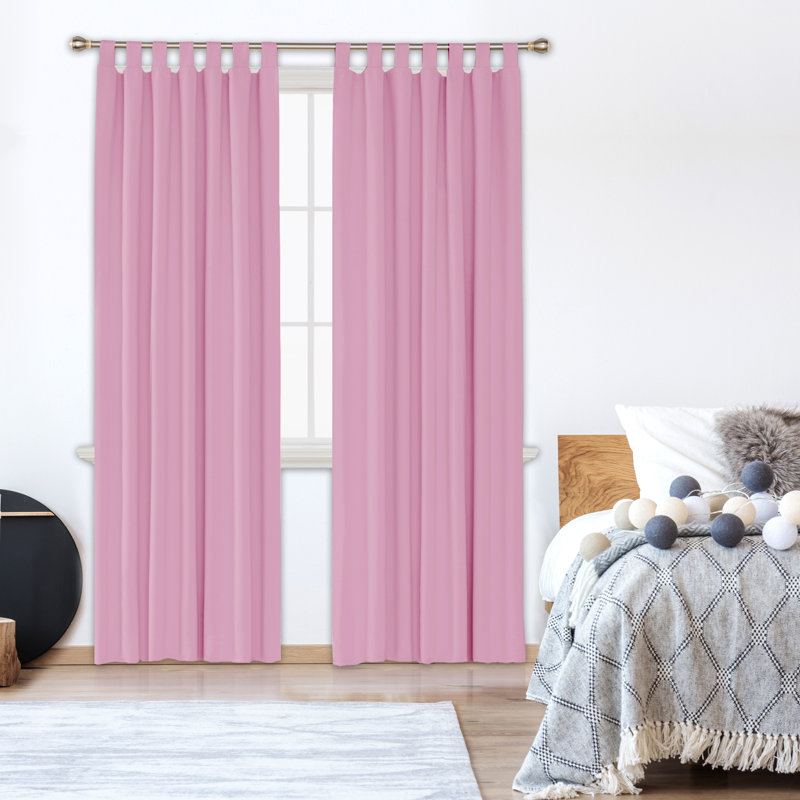 Tab Top Blackout Thermal Curtains, 132 W x 242 D cm, Baby Pink