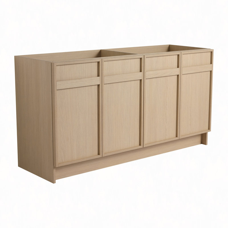 Meuble-lavabo autoportant 60 po et 4 portes d'armoire à fermeture en douceur (emballage KD) - sans le lavabo