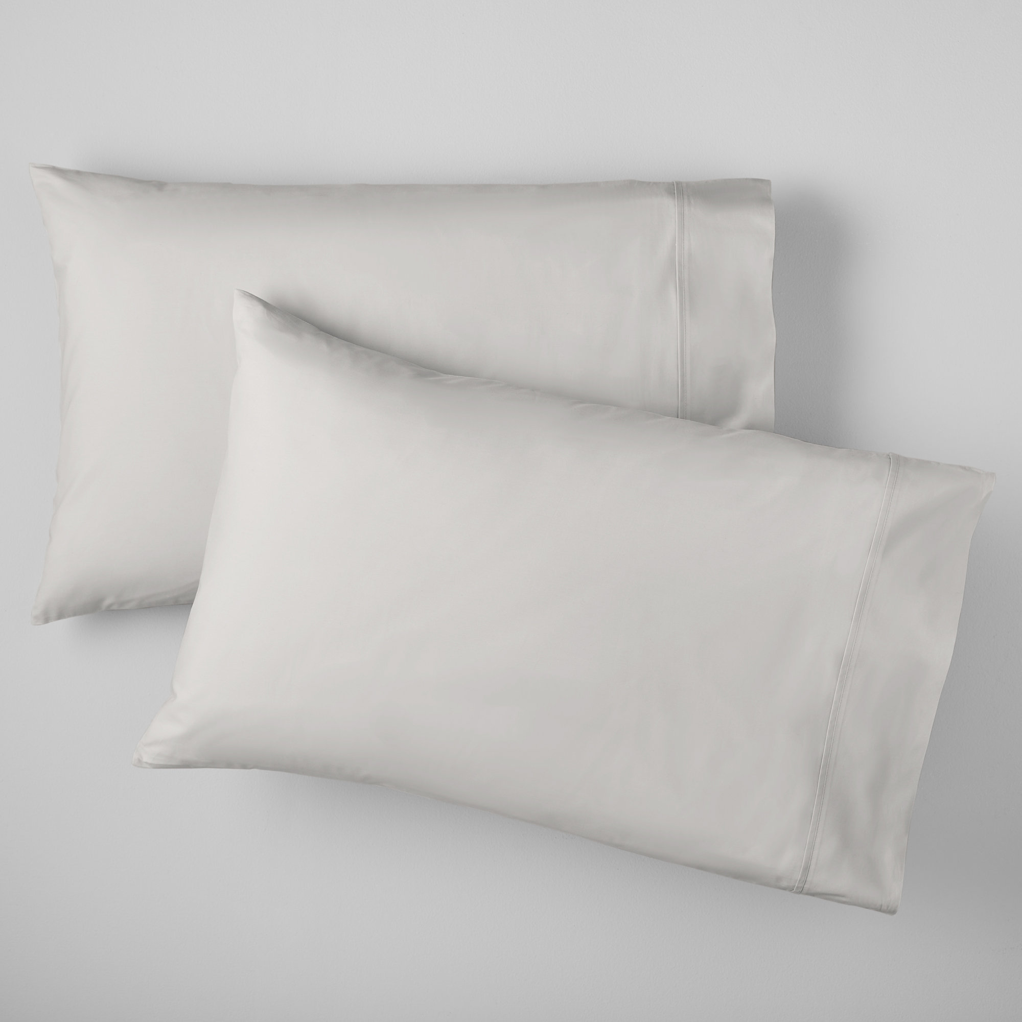 Emrik Brushed Organic Cotton Percale Pillowcase Set, Soft Gray, King - 2 King Pillowcases