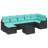 vidaXL Sofa Set with Cushion Manual Black and Turquoise Poly Rattan-1937357329