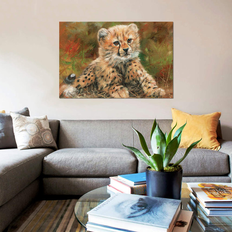 «Cheetah Cub Laying Down», impression sur toile, H 18 po x l 26 po x P 1,5 po, Pas de tapis, Toile tendue