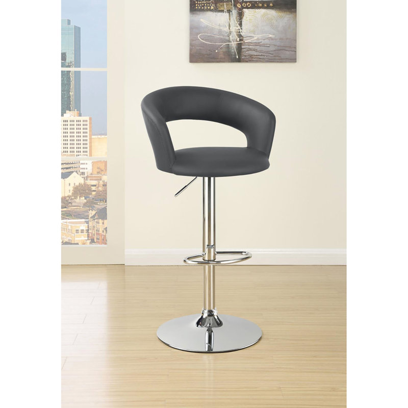 Élégant tabouret de bar rembourré gris avec structure et siège réglable