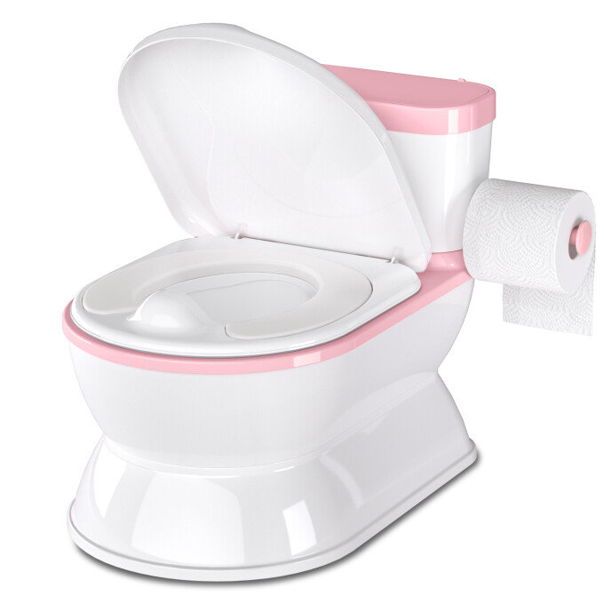 2-in-1 Toddler Potty Training Toilet, Larger Potty Chair & Detachable Training Seat for Boys & Girls Ages 1-3 , Pink