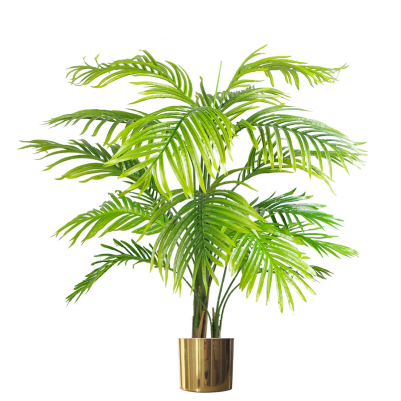 130cm Faux Palm Tree in Metal Planter, Gold