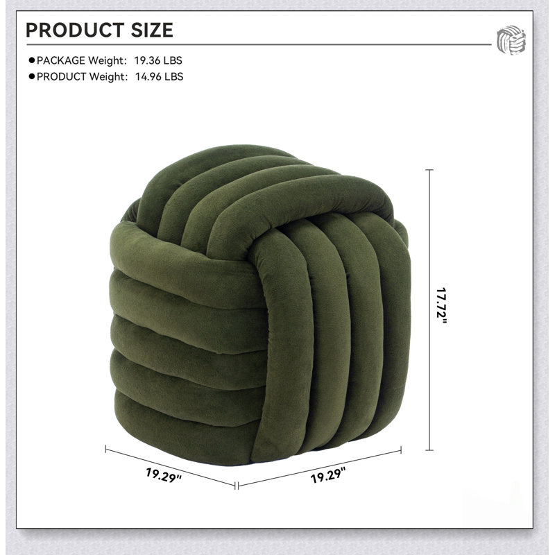 Chenille Fabric Modern Knot Design Ottoman Makeup Stool Footstool, Comfortable And Stylish Seat For Living Room, Bedroom
