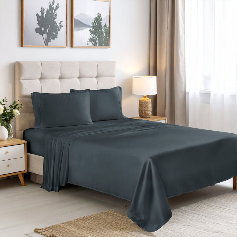 Ensemble de draps à poches profondes en rayonne de bambou à densité du tissage de 300 fils de qualité supérieure