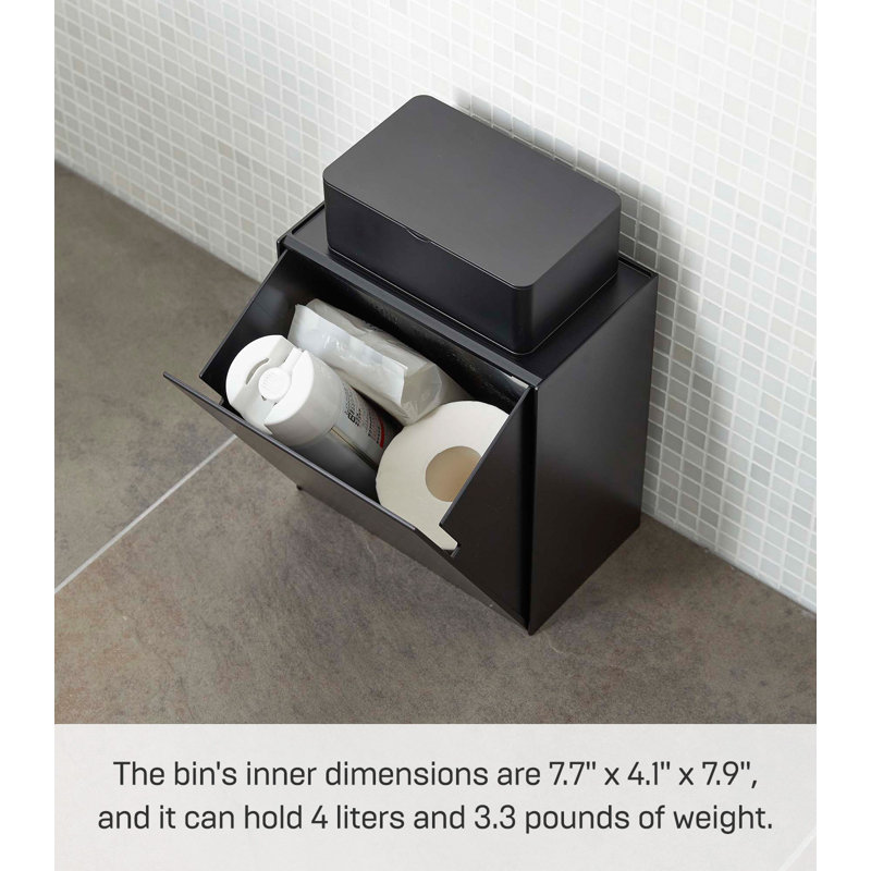 Black Wall-Mounted Plastic Storage and Trash Bin