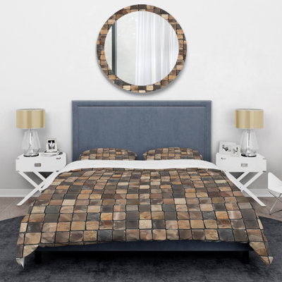 Brown Mosaic Tiles II - Modern Duvet Cover Set