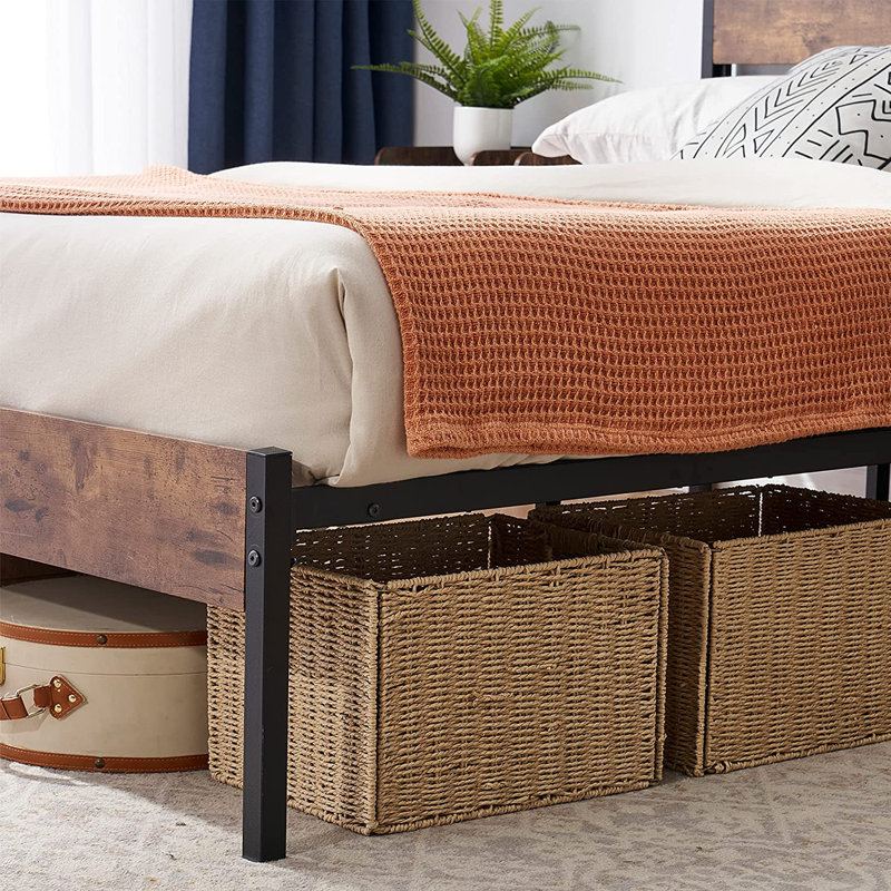 Bed Frame with Headboard, Upholstered Platform Bed No Box Spring Needed, Queen