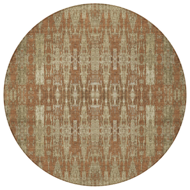 Tapis rond 8 po taupe et beige