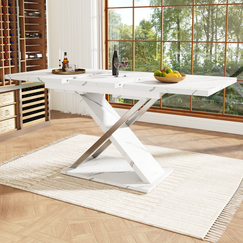 Extendable Metal Base Dining Table