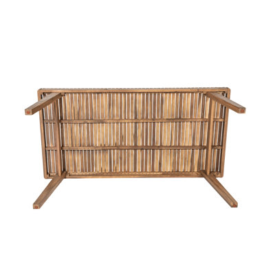 69" Wood Patio Table, Slatted Design For Water Evacuation, 300 Lbs Capacity, Brown Shade, Ideal Outdoor Parties Dining Table Of Size, Material, Surface Decor And Drainage, Load - Bearing, Oriented