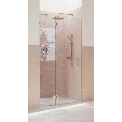 Porte de douche à charnière en verre sans cadre 41 po x 78 po Halo