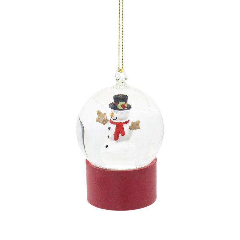 Set of 6 Red Resin and Glass Snowman Water Globes