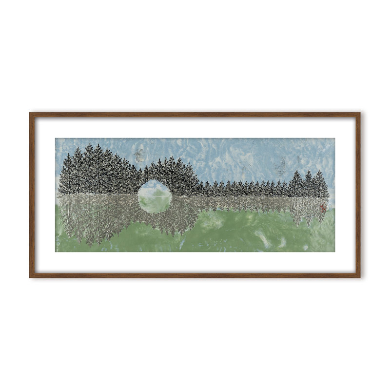 Nature Inspired "Emerald Waters" Canvas Wall Art By Karen Biery, 8" H x 16" W, Framed Matted Print, Brown