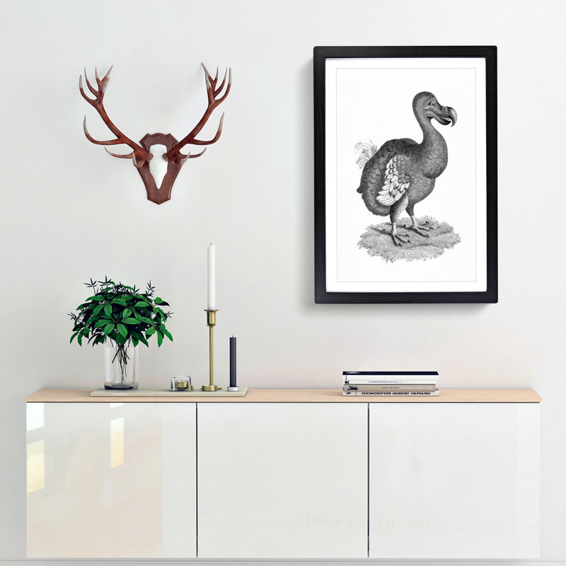 Dodo in Black and White by George Shaw - Framed Print, 65cm H x 48cm W x 2cm D, Black Framed