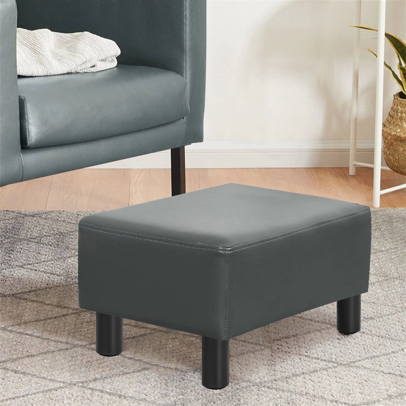Sciacca Faux Leather Ottoman, Gray