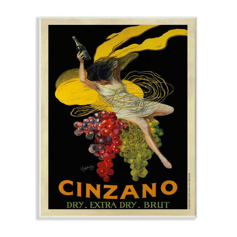 «Cinzano», affiche rétro, «Wine Design», art mural surdimensionné par Marcello Dudovich, H 19 po x l 13 po, Wall Plaque