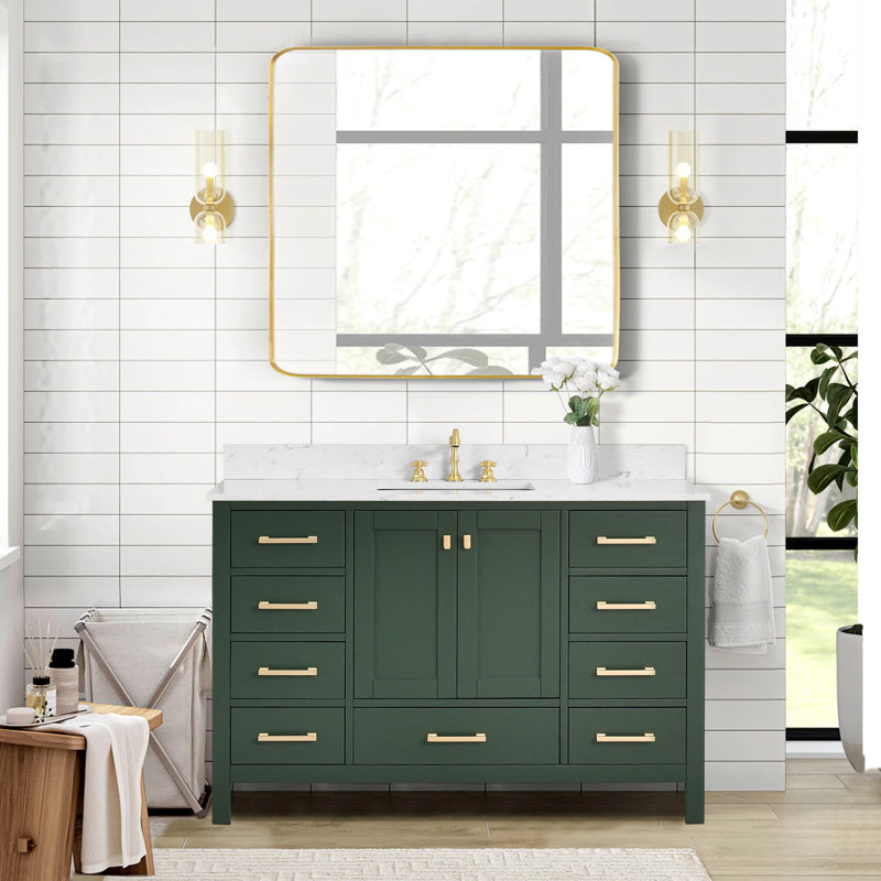 Meuble-lavabo 54 po avec lavabo simple Cholena, Vert