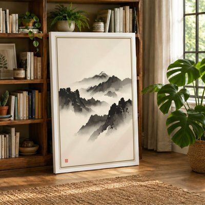 Mountains in Mist Japandi - Wrapped Canvas
