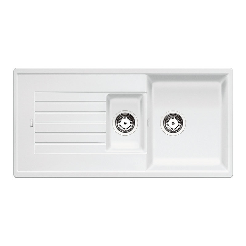 Zia 1.5 Bowl Inset Kitchen Sink, White, 202mm H x 500mm W x 1000mm L