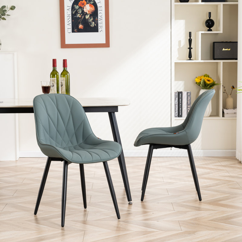 Chaise d'appoint rembourrée en similicuir Chardee, Vert grisâtre
