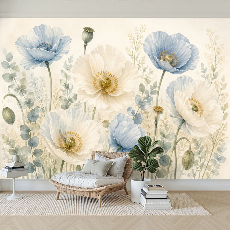 Papier peint adhésif auto-adhésif moderne pour la chambre à coucher Peel and Stick L 69 po x l 96 po avec fleurs délicates