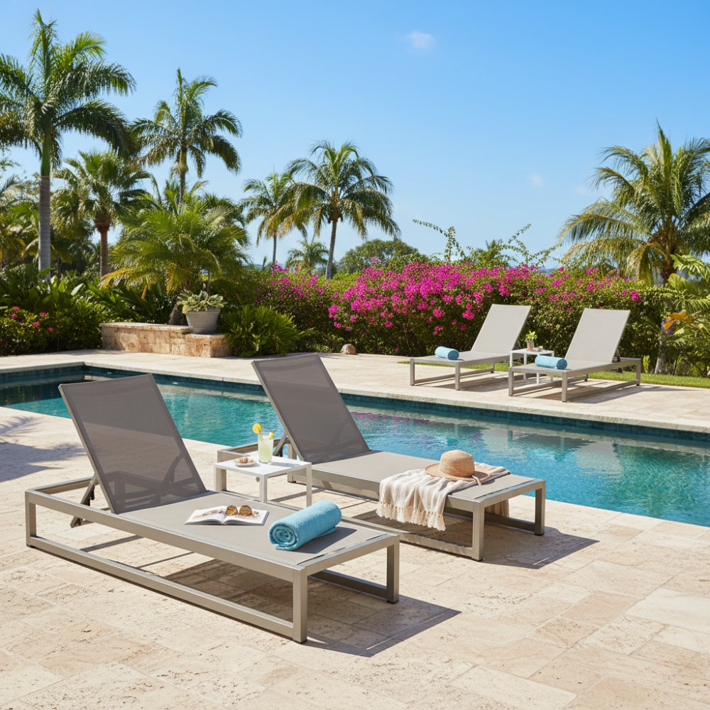 Roberson Outdoor Metal Chaise Lounge Set (Set of 4) Orren Ellis