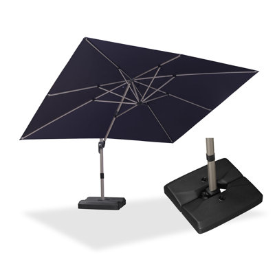 120'' x 156'' Rectangular Cantilever Deluxe Aluminum Offset Navy Umbrella with 360° Rotation and Base