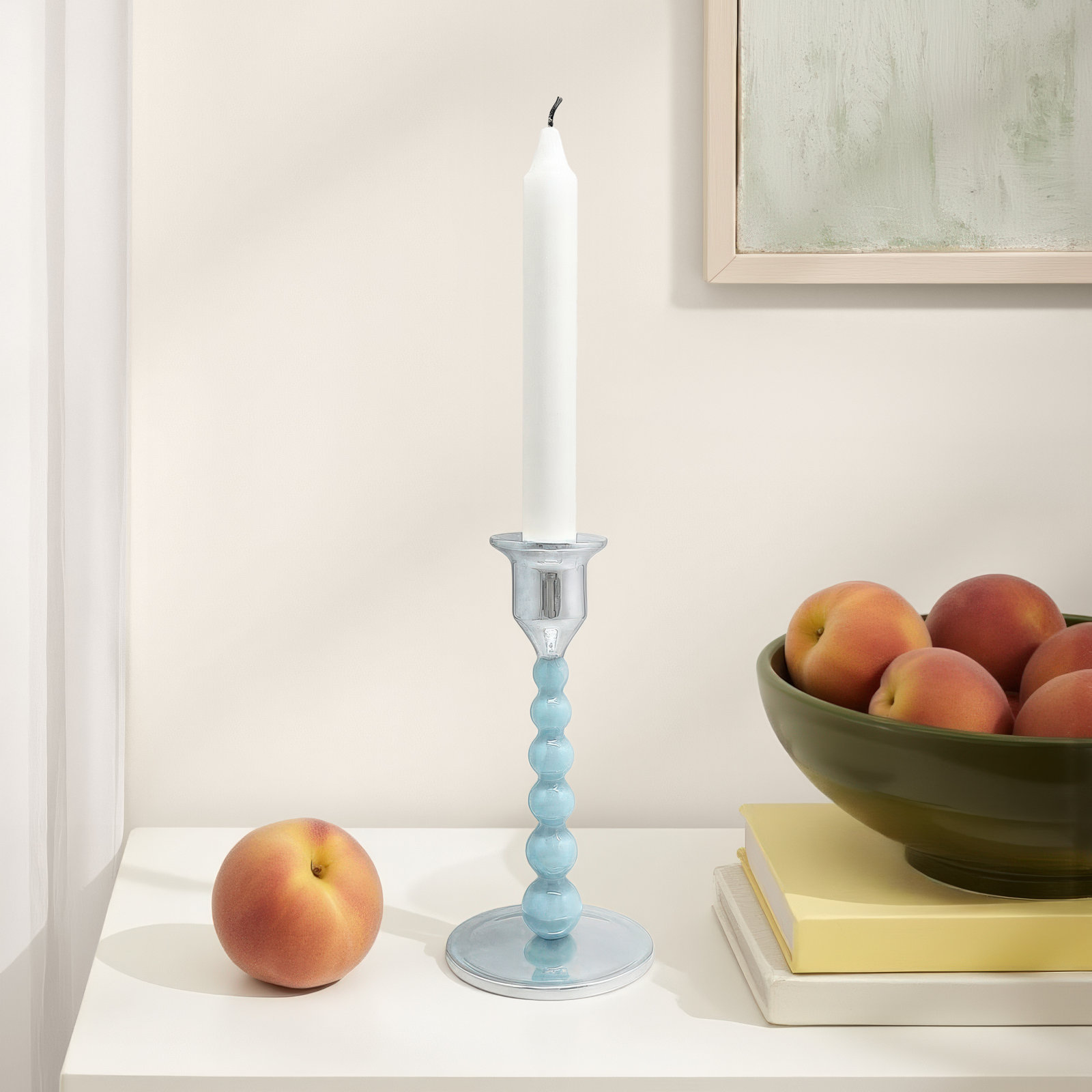 Aluminum Tabletop Candlestick, 6.74" H x 3.54" W x 3.54" D, Green