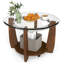 Table basse 32 po à 2 niveaux avec plateau inférieur en verre trempé et roulettes transparentes et noires-1859304984
