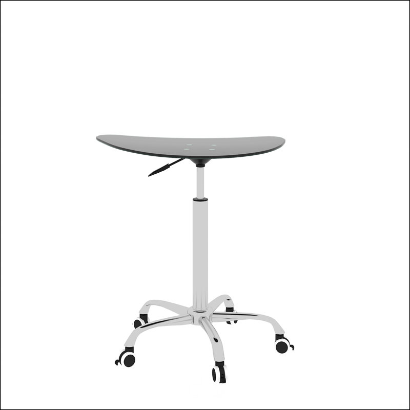 Adjustable Height Tempered Glass Table Desk Table With Lockable Wheels, Black