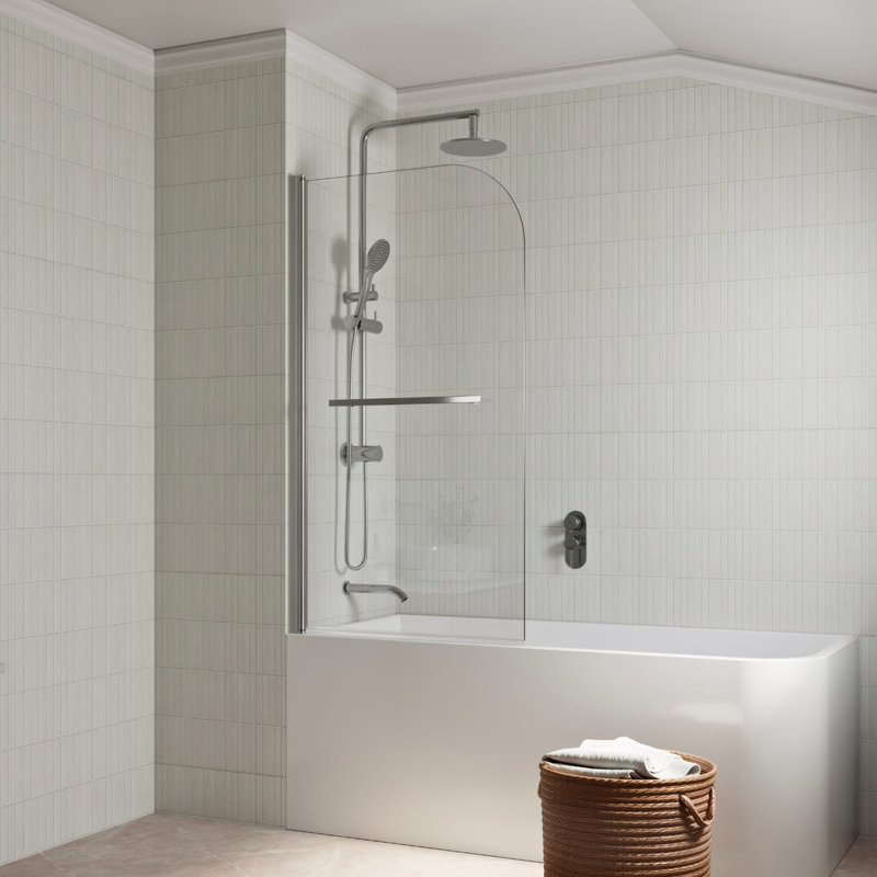 31" W x 55" H Frameless Pivot Half Shower Door in Various Colors, 1/4" Tempered Glass Panel, Chrome, 31"Wx55"H