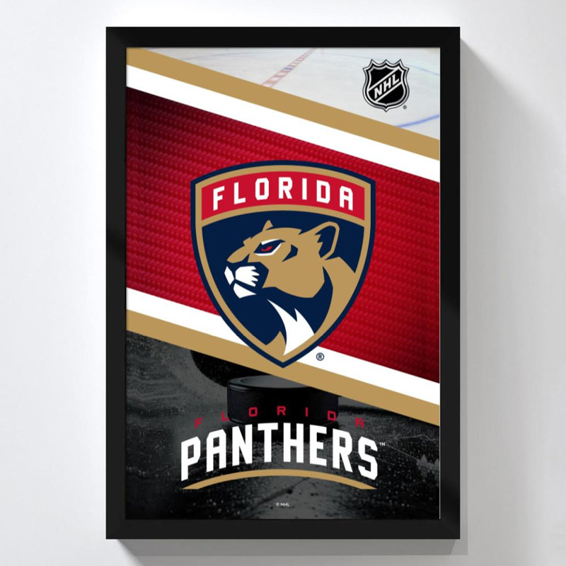 Décoration murale des Panthers de la Floride (LNH), H 48 po x l 32 po, Acrylique encadré, Noir