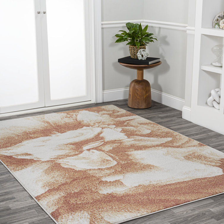 Cordier Abstract Two-Tone Modern Orange/Cream Rug
