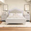 Lit moderne en bois avec tête de lit tapissier incurvée à DEL cachée, sans sommier tapissier, gris crème-324435077