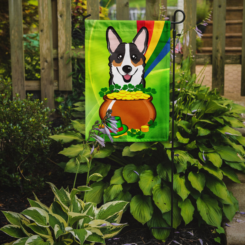 Drapeau de jardin Arella St. Patrick's, Corgi (gris)