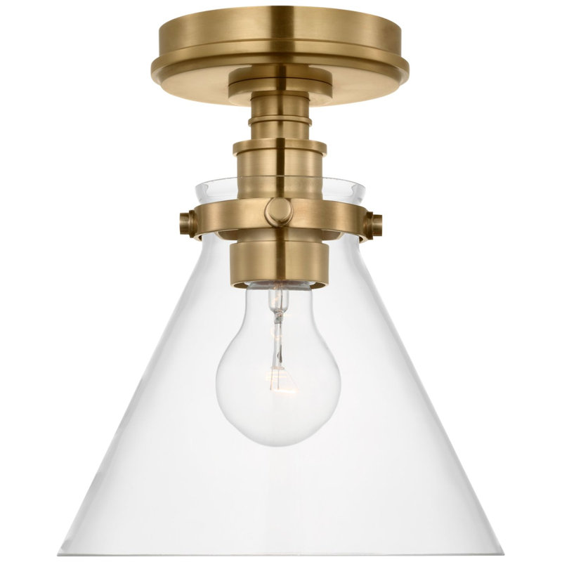 Parkington 1 - Light Flush Mount, Antique-Burnished Brass, Clear