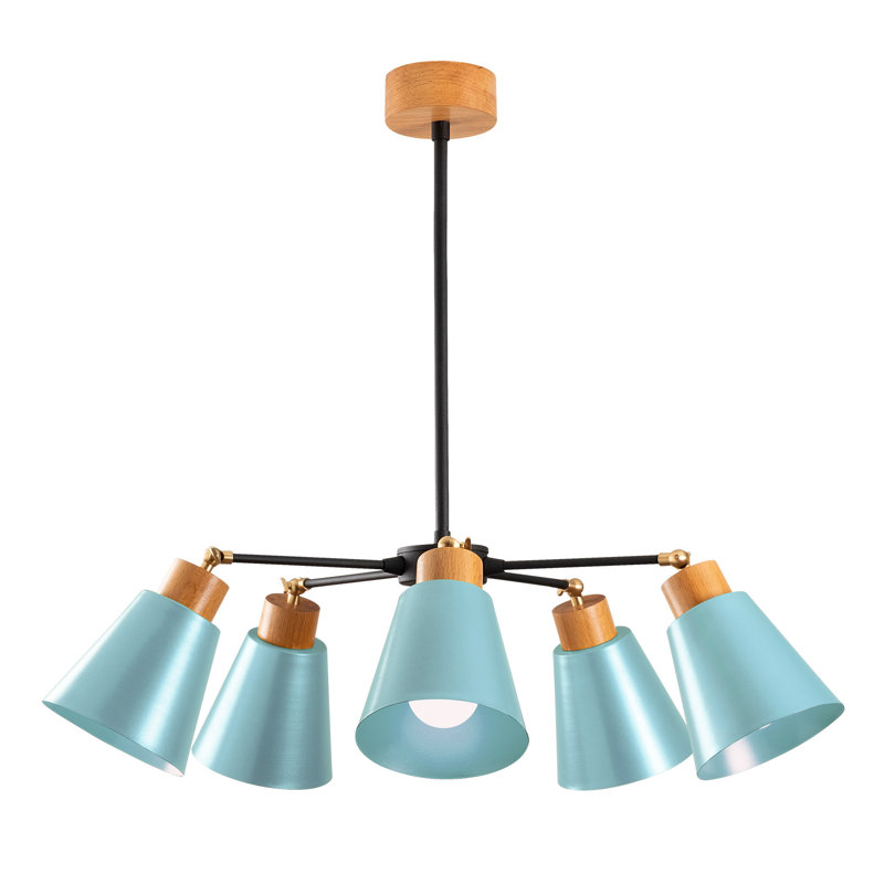 Luminaire suspendu conique à 5 lumières Seren, Turquoise