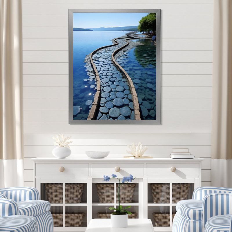 «Tropical Waterway By The Beach», reproduction d'art sur toile, H 40 po x l 30 po x P 1,5 po, Cadre simple argenté