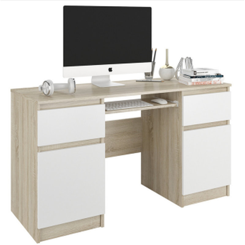 Anusca Computer Table, Light Brown/White