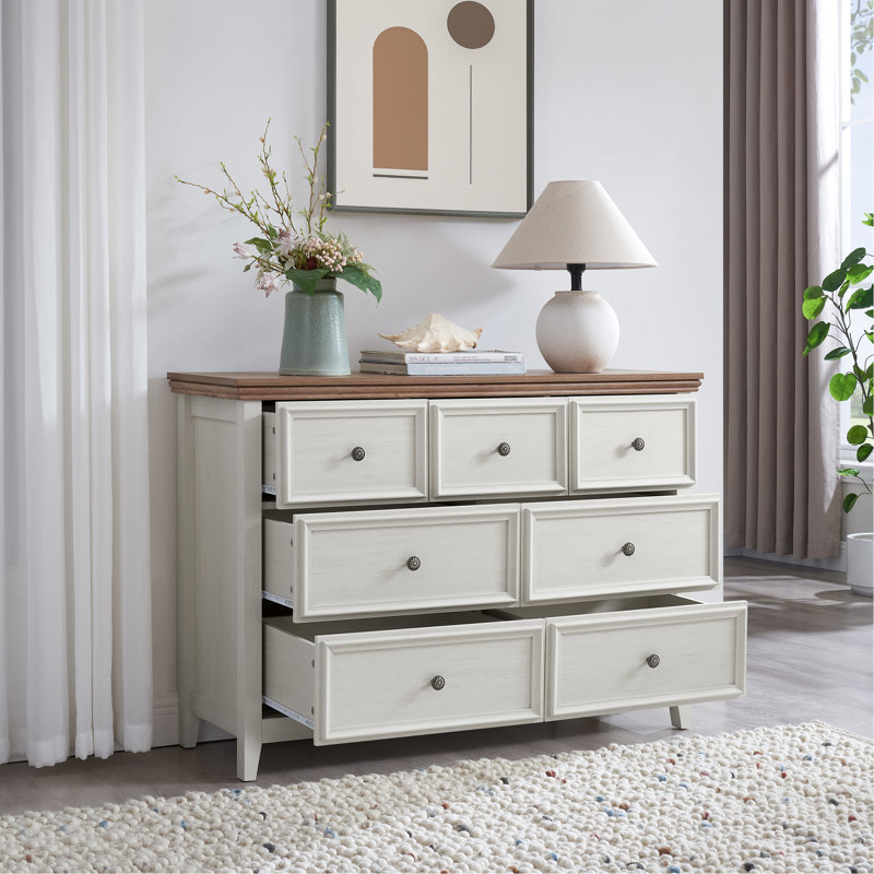 Commode moderne à 7 tiroirs, commode à tiroirs et rangement pour vêtements, armoire de rangement pour le salon, rangement pour commode de ferme BEIGE