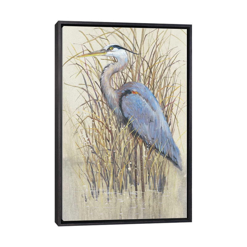 «Wading II» par Timothy O 'Toole - impression d'art graphique, Cadre flottant noir patiné, H 60 po x l 40po x P 1,5 po