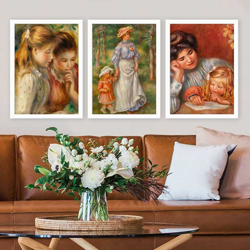 Ensemble de 3 peintures élégantes encadrées décoratives, 13,8 x 17,7 pouces chacune | 100% bois avec cadre 100% polystyrène (épaisseur: 0,8 pouce) | Impression numérique UV, parfaite pour le salon et la décoration intérieure