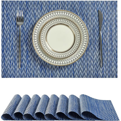 Woven Vinyl Placemats, Waterproof Heat Resistant Non-Slip Washable Table Mats for Indoor Outdoor Dining Decor