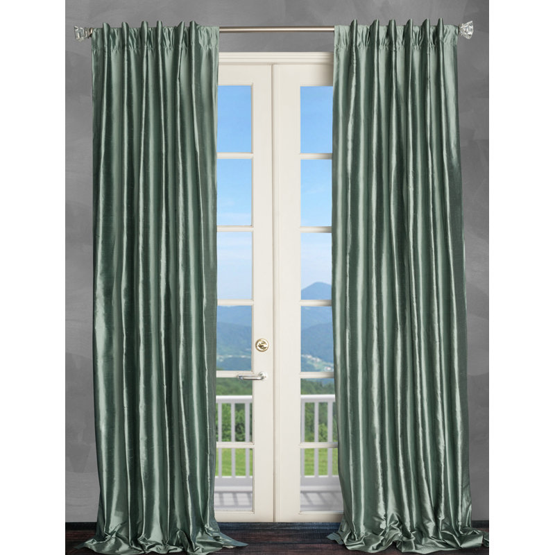 Silk Room Darkening Single Curtain Panel, 50" W x 108" L, Spa